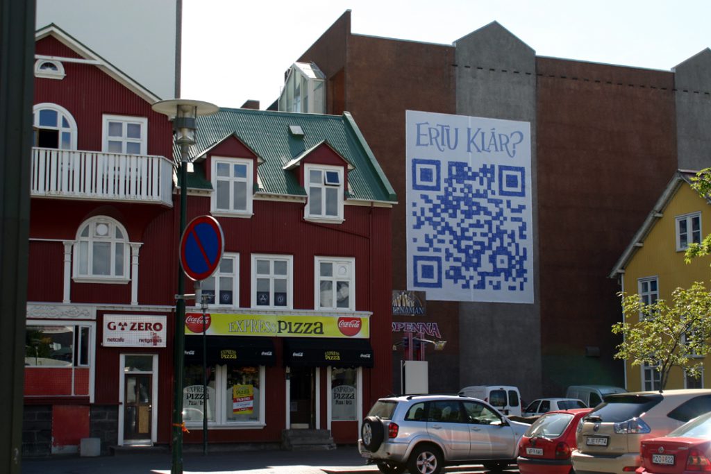 An interesting use of a QR code in downtown Reykjavik