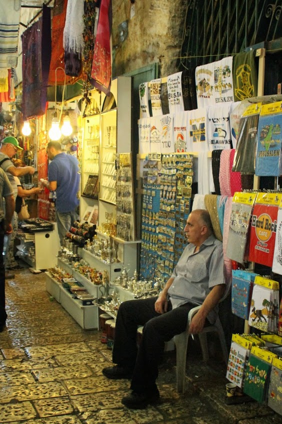 The Arab Market in the Old City of Jerusalem.