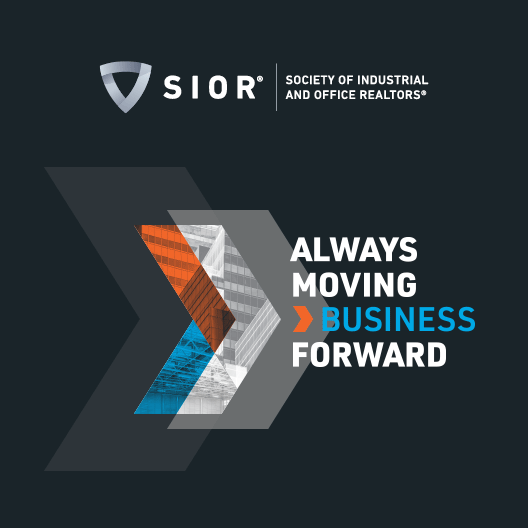 SIOR logo with phrase "always moving businesses/careers/clients forward"